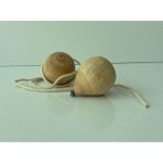 Woodhub - 20 Adet Ahşap Topaç - Boyasız - Geleneksel Oyuncak - Nostaljik Oyuncak - 2 Metre Ipiyle - Ahşap Desenli