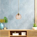 Woodhub 21 x 21 Eva Aydınlatma Modern Tekli Cam Sarkıt Çatlatma Desen Bal Rengi Tekli Avize 21X21X20 E27 61
