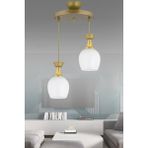 Woodhub 25 Sarkıt Tepsi 2'li Eskitme Fanus Beyaz Camlı Sarı Lüks Modern Avize Kahverengi Metal 2 Modern 51-
