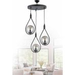 Woodhub 3 Damla 3lü Avize Siyah Metal Modern E27 Siyah 61-70 cm
