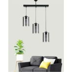 Woodhub 3 Modern Spor Model Üçlü Füme Hakiki Cam Sarkıt Avize 35 Cam Modern Siyah E27