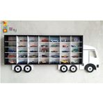 Woodhub 35'li Kamyon Temalı Oyuncak Araba Rafı Garajı (Hotwheels ve Matcbox Arabaları Için Uygundur) - Ahşap Desenli