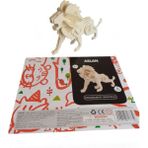 Woodhub 3D Ahşap Puzzle Aslan 34 Parça Kendin Yap Kit (Dıy, Yapboz, Boyanabilir) - Ahşap Desenli