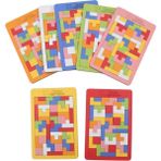 Woodhub 43 Parça Toys Ahşap Eğitici Geliştirici Oyuncak Blok Tetris Zeka Oyunu - Ahşap Desenli