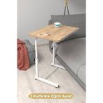 Woodhub 45 x 60 Eğim Yükseklik Ayarlı Laptop Sehpası Kahvaltı Ders Çalışma Bilgisayar Ofis Yemek Masası Met - Kahverengi