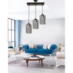 Woodhub 60 Dora Füme Glass Sıralı Lüx 3 Mutfak Avize, Salon Avize, Yemek Masası Avize Siyah Modern E27 Mutf