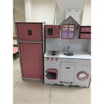 Woodhub 6mm Buzdolaplı Ahşap Oyuncak Mutfak - Ahşap Desenli