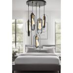 Woodhub 71-80 cm Koza 5li Yuvarlak Siyah Modern Genç Odası Mutfak Retro Salon Sarkıt Avize Metal 40 x 40 Sa