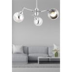 Woodhub Abbey 3'lü Krom Rengi Krom Camlı Yuvarlak Modern Oturma Odası Spot Salon Avize - 1 - Ahşap