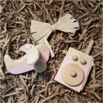 Woodhub Ahşap Baby Telsiz + Baby Uçak Oyuncak Set,waldorf Oyuncak,hediyelik Çocuk Oyuncağı +2 Yaş - Ahşap Desenli