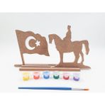 Woodhub Ahşap Boyama Seti, Çocuk Aktivite Sanat Etkinliği, Türk Bayrağı ve Atatürk Silüet - Ahşap Desenli