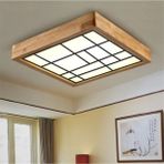 Woodhub Ahşap Çerçeve Tavan LED Aydınlatma Avize 30*30 cm Salon Mutfak Balkon Beyaz 6500K Işık AV3030TEKLI - 1