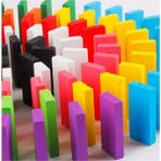 Woodhub Ahşap Domino 100 Parça Renkli Taş Büyük Boy Domino Taşı - Ahşap Desenli