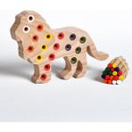 Woodhub Ahşap Eğitici Doğal Renkli Aslan Tak Çıkar Montessori Oyuncak 5064 - Ahşap Desenli