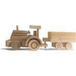 Woodhub Ahşap El Yapımı Oyuncak Traktör - Ahşap Desenli