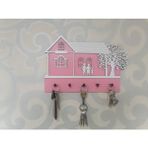 Woodhub Ahşap Ev Pembe Anahtarlık - 0