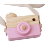 Woodhub Ahşap Fotoğraf Makinası Oyuncak Dekor Çekim Mentessori- Bebek Pembe - Ahşap Desenli