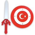 Woodhub Ahşap Kaptan Türkiye Kalkanı ve Kılıcı Oyun Seti - Ahşap Desenli