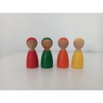 Woodhub Ahşap Oyuncak Pegbebek Renkli Pegdoll - 4'lü Peg Seti- 2 - Ahşap Desenli