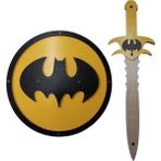 Woodhub Ahşap Oyuncak Seti 2’li, Batman Kalkanı ve Kılıcı, Yuvarlak - Ahşap Desenli