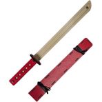 Woodhub Ahşap Oyuncak Silah Japon Samuray-Ninja Katana Kılıcı, Kırmızı - Ahşap Desenli