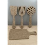 Woodhub Ahşap Oyuncak Spatula 4'lü Set - Ahşap Desenli