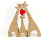 Woodhub Ahşap Oyuncak/biblo Zürafa, Fil, Tavşan Ailesi Özel Tasarım Dekoratif Ahşap Oyuncak - Ahşap Desenli