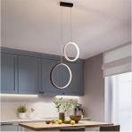 Woodhub Anna Modern Tasarım Siyah - Beyaz Renk Salon Mutfak Beyaz LED 2 Li Avize - 1 - Ahşap