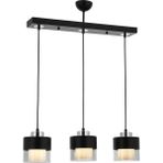 Woodhub Avonnı AV-60193-3Y-BSY Siyah Boyalı Modern Avize, E27, Metal, Cam, 70 x 15 cm - Ahşap