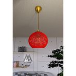 Woodhub Balle Kırmızı Sarkıt Top Avize Gold Kablo - 1 - Ahşap