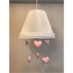 Woodhub Bebek Çocuk Odası Avize Beyaz Tül Sarma Açık Pembe Kalp - 1 - Ahşap