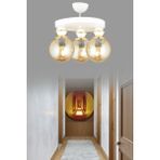 Woodhub Beyaz Beyaz 3'lü Plafonyer Bal Glop Camlı Aşağı Bakan Lüks Avize 30 x 30 Modern 3 E27