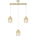 Woodhub Boris 3lü Sıralı Krem-Bakır Sarkıt Modern Genç Odası Mutfak Salon Avize - 1 - Ahşap