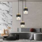 Woodhub Boris 3lü Yuvarlak Siyah Gold Sarkıt Modern Genç Odası Mutfak Retro Salon Avize - 1 - Ahşap