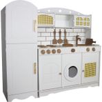 Woodhub Buzdolaplı Ahşap Oyuncak Mutfak - Ahşap Desenli