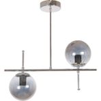 Woodhub Cam Çello Modern Tasarım Metal Krom Renk Füme Camlı Yemek Masası Üstü -Salon 2 Li Avize 2 Metalik M
