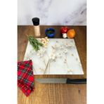 Woodhub Cam Kesme Tahtası - Cam Kesme Tablası | Beyaz Çiçek - Gold | 29CM x 34CM