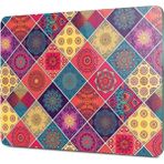 Woodhub Cam Kesme Tahtası Kare Karma Mandala Desenli