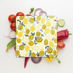 Woodhub Cam Kesme Tahtası Kare Limon Desenli
