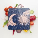 Woodhub Cam Kesme Tahtası Kare Mavi Horoscope Desenli