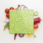 Woodhub Cam Kesme Tahtası Kare Misket Limon Desenli