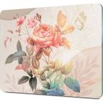 Woodhub Cam Kesme Tahtası Vintage Pastel Gül Desenli 20 x 30 cm