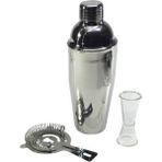 Woodhub Çelik Kokteyl Shaker Seti 700 cl + Jıgger 1/2 Polıkarbon + Kokteyl Suzgecı