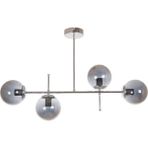 Woodhub Çello Modern Lüks Tasarım Krom Renk Füme Camlı Tavan Yemek Masası Üstü -Salon 4 Lü Avize - 1 - Ahşap