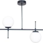 Woodhub Çello Modern Tasarım Metal Siyah Renk Beyaz Camlı Yemek Masası Üstü -Salon 2 Li Avize - 1