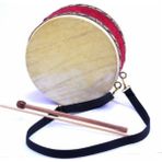 Woodhub Çocuk Davulu Hayvan Derili 17CM +2 Tokmak - Ahşap Desenli