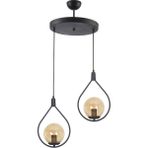 Woodhub Deco Modern Tasarım Siyah Renk Bal Camlı Salon - Mutfak - Yatak Odası 2 Li Avize - 1 - Ahşap