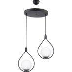 Woodhub Deco Modern Tasarım Siyah Renk Beyaz Camlı Salon - Mutfak - Yatak Odası 2 Li Avize - 1 - Ahşap