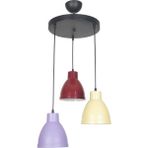 Woodhub Denis Modern Tasarım Lila Krem Bordo Renk Metal Cafe - Mutfak 3 Lü Avize - 1 - Ahşap