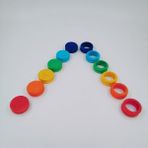 Woodhub Diskler ve Halkalar Gökkuşağı Ahşap Oyuncak - Waldorf - Montessori Eğitici Oyuncaklar - Ahşap Desenli